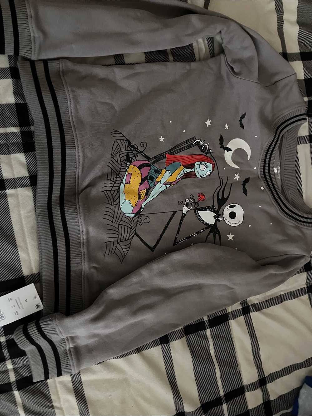 Grey Nightmare Before Christmas Graphic Sweatshirt